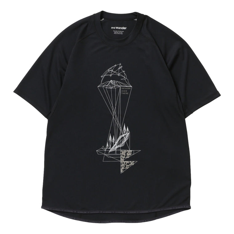 AND WANDER DRY JERSEY SS PRINT TEE-BLACK