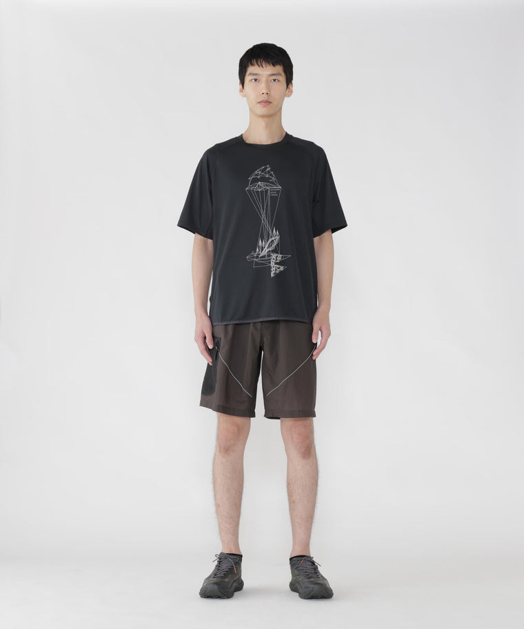 AND WANDER DRY JERSEY SS PRINT TEE-BLACK