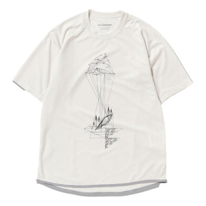 AND WANDER DRY JERSEY SS PRINT TEE-WHITE