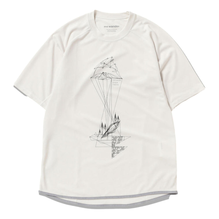 AND WANDER DRY JERSEY SS PRINT TEE-WHITE