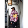 2ND CLOSET LOVE PEACE SMILEY PRINTED FLANNEL SHIRT-PINK