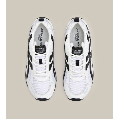 ARTICLE NO. DUNE LOW-TOP WHITE AND BLACK LOGO RUNNER-WHITE BLACK