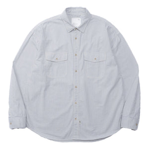 MADNESS DYED SUCKER STRIPE LOUNGE SHIRT-BLUE