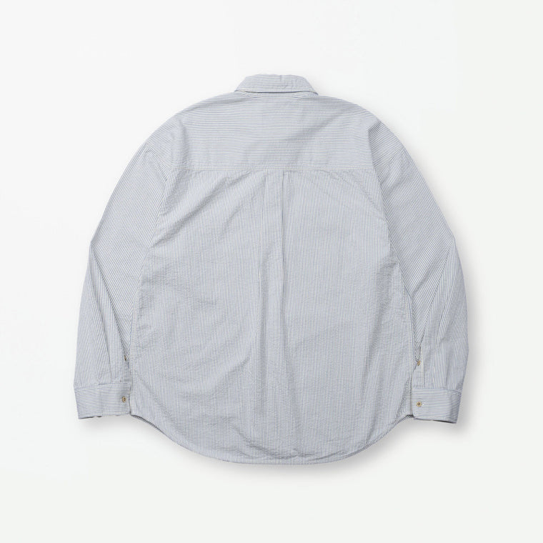 MADNESS DYED SUCKER STRIPE LOUNGE SHIRT-BLUE