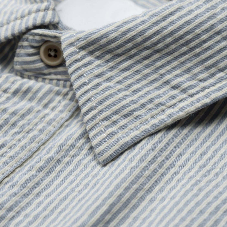 MADNESS DYED SUCKER STRIPE LOUNGE SHIRT-BLUE