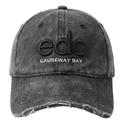 ESPRIT EDC CAUSEWAY BAY WASHED DISTRESSED BASEBALL CAP-BLACK