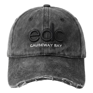 ESPRIT EDC CAUSEWAY BAY WASHED DISTRESSED BASEBALL CAP-BLACK
