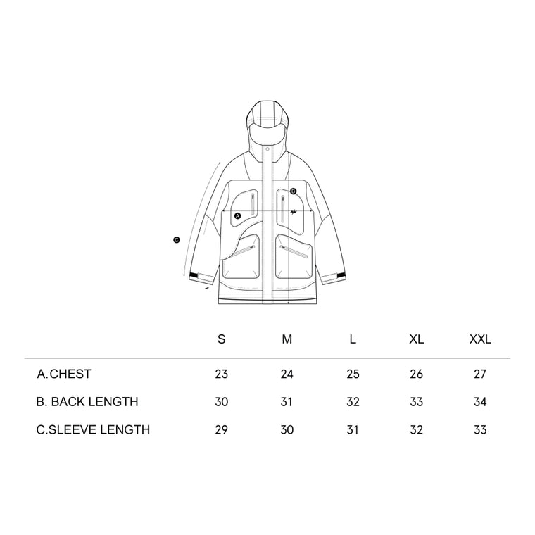 NINE POINT NINE ELEMENT POCKET PARKA JACKET-GREY