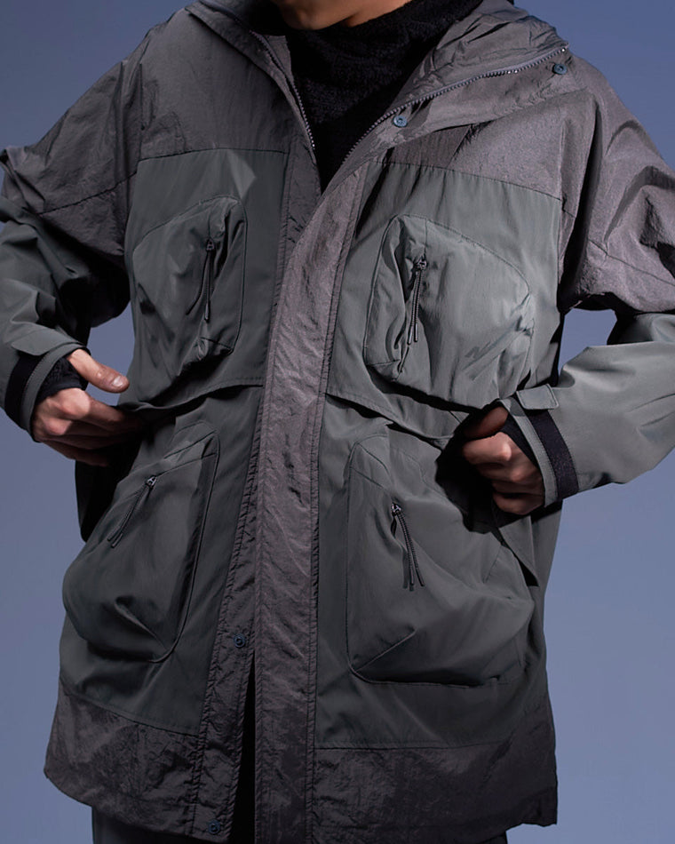 NINE POINT NINE ELEMENT POCKET PARKA JACKET-GREY