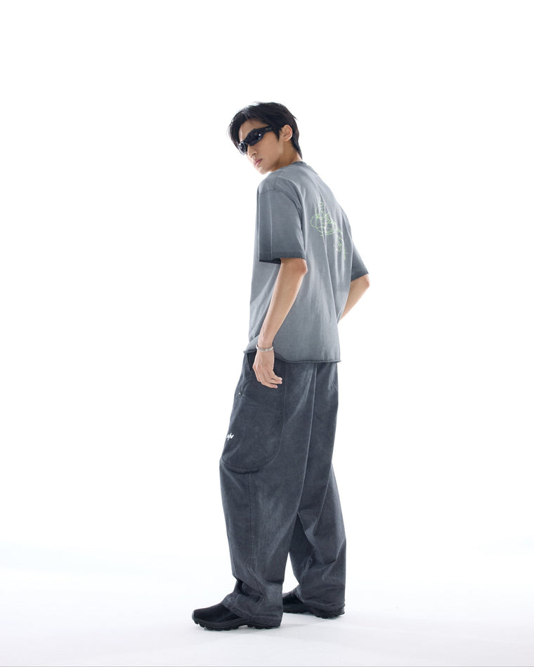 NINE POINT NINE ELEMENT SIDE POCKET ARC PANTS-WASH GREY