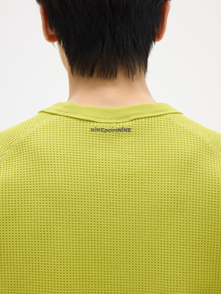 NINE POINT NINE ELEMENT SOLOTEX WAFFLE TEE-FLUORESCENT YELLOW