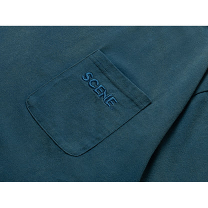 SCENE BY ICE FIRE EMB POCKET WASHED TEE-BLUE