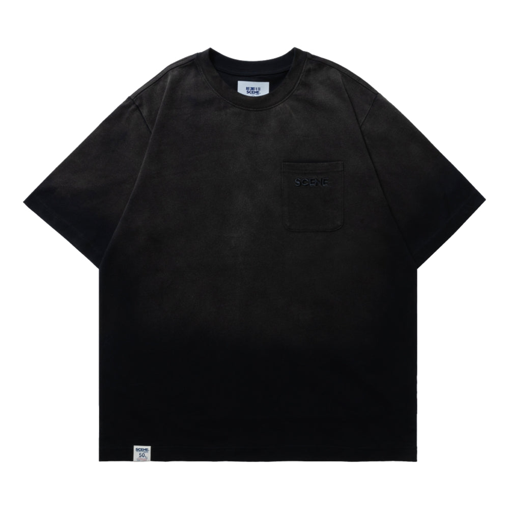 SCENE BY ICE FIRE EMB POCKET WASHED TEE-GREY