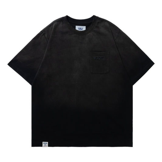 SCENE BY ICE FIRE EMB POCKET WASHED TEE-GREY