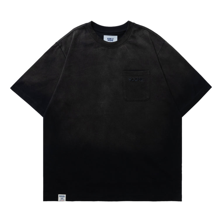 SCENE BY ICE FIRE EMB POCKET WASHED TEE-GREY