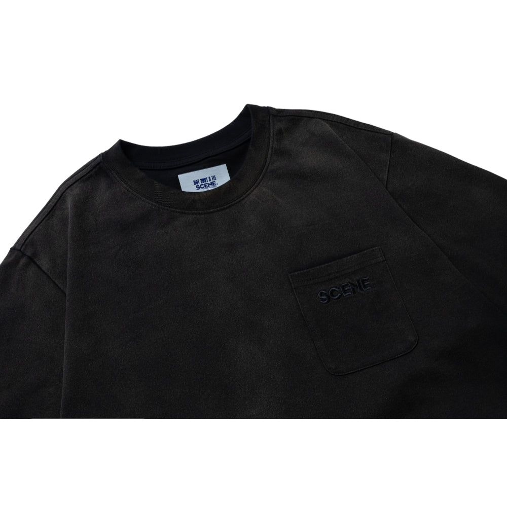 SCENE BY ICE FIRE EMB POCKET WASHED TEE-GREY