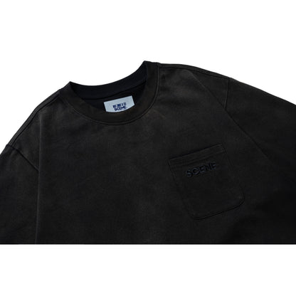 SCENE BY ICE FIRE EMB POCKET WASHED TEE-GREY