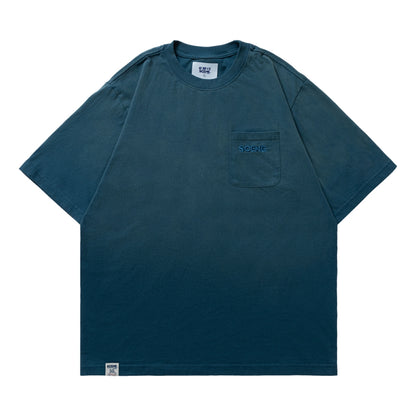 SCENE BY ICE FIRE EMB POCKET WASHED TEE-BLUE