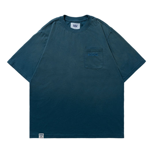SCENE BY ICE FIRE EMB POCKET WASHED TEE-BLUE