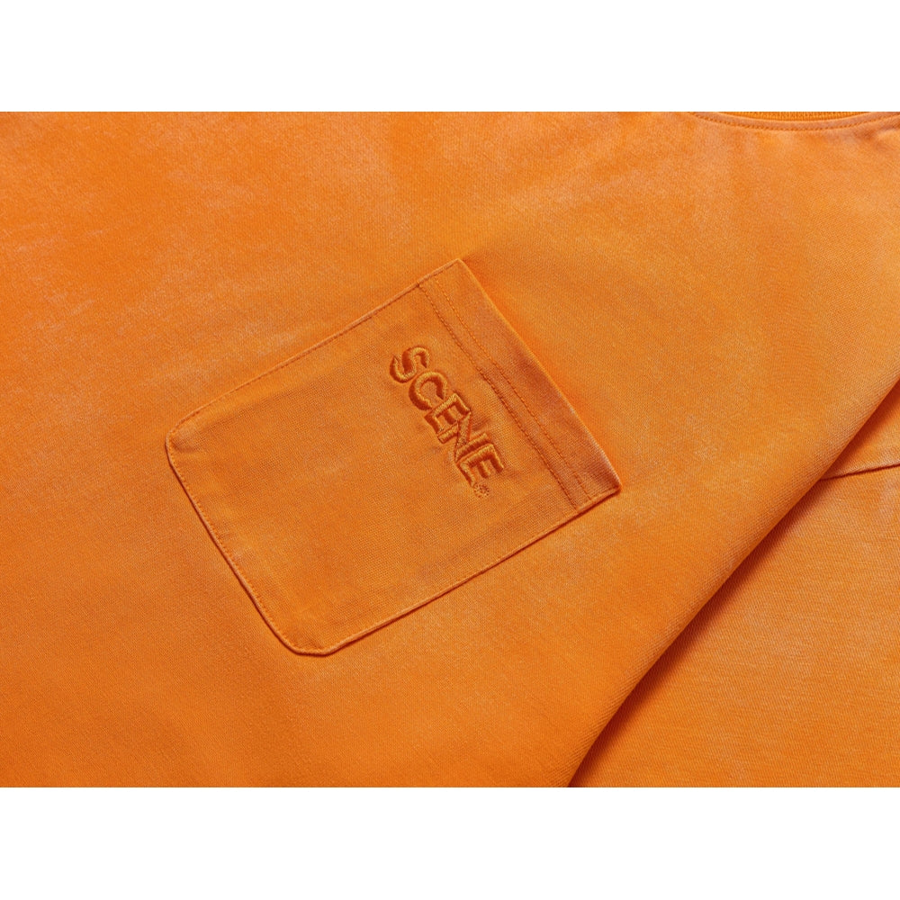 SCENE BY ICE FIRE EMB POCKET WASHED TEE-ORANGE