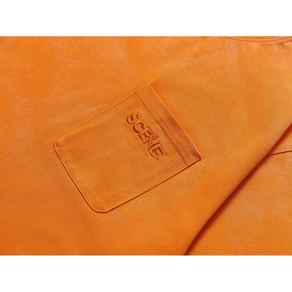 SCENE BY ICE FIRE EMB POCKET WASHED TEE-ORANGE