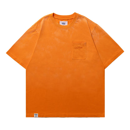 SCENE BY ICE FIRE EMB POCKET WASHED TEE-ORANGE