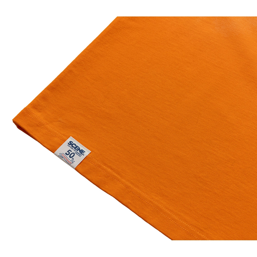SCENE BY ICE FIRE EMB POCKET WASHED TEE-ORANGE