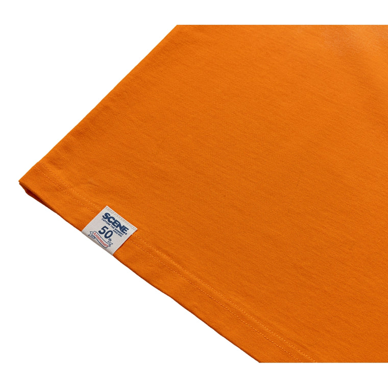 SCENE BY ICE FIRE EMB POCKET WASHED TEE-ORANGE