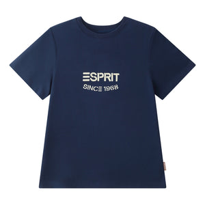 ESPRIT EMBROIDERED LOGO SHORT SLEEVE TEE-NAVY