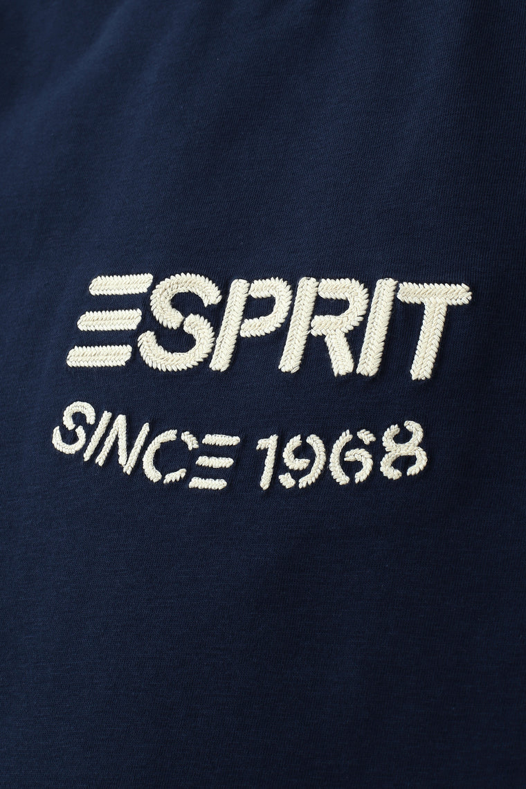 ESPRIT EMBROIDERED LOGO SHORT SLEEVE TEE-NAVY