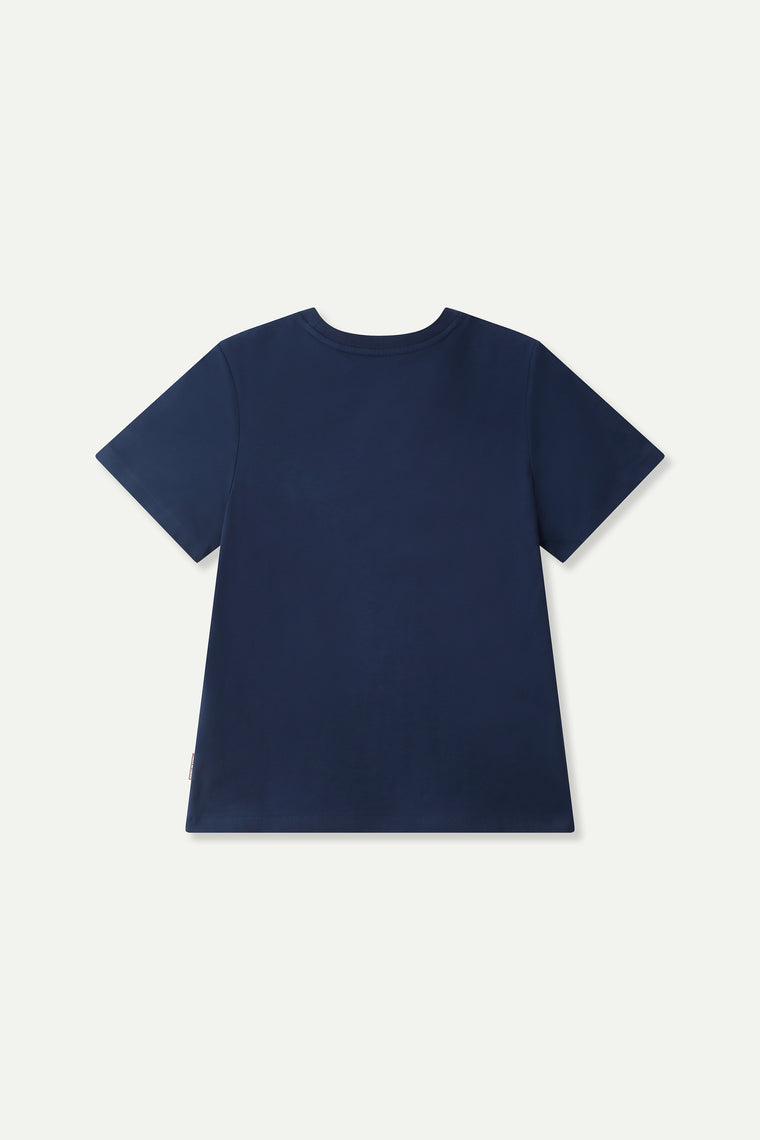 ESPRIT EMBROIDERED LOGO SHORT SLEEVE TEE-NAVY
