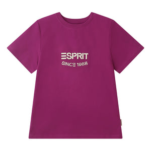 ESPRIT EMBROIDERED LOGO SHORT SLEEVE TEE-PLUM