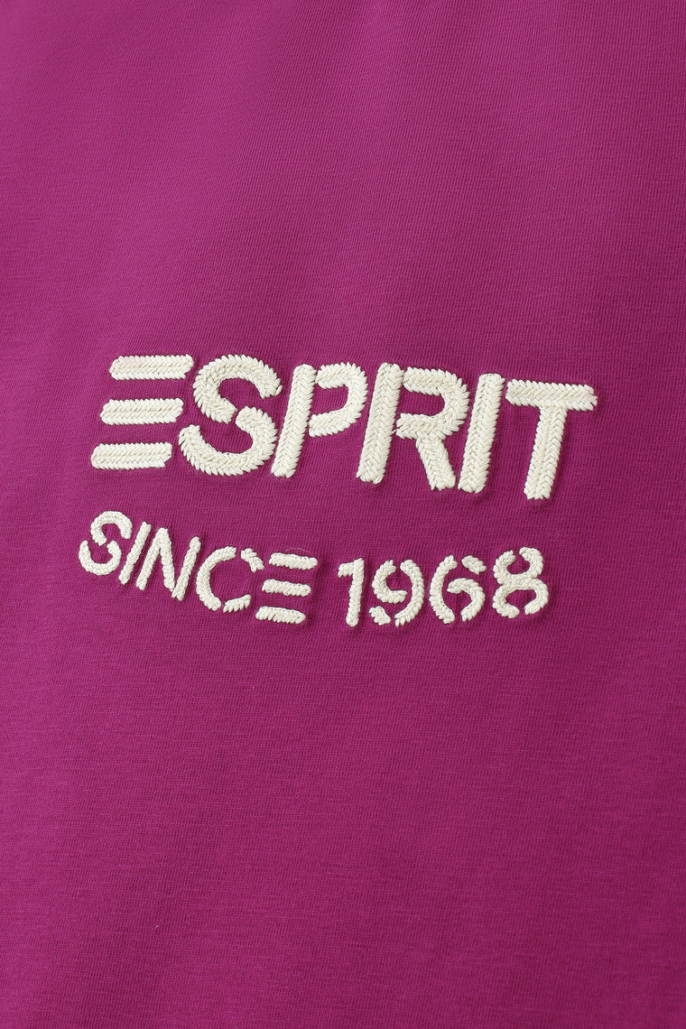 ESPRIT EMBROIDERED LOGO SHORT SLEEVE TEE-PLUM