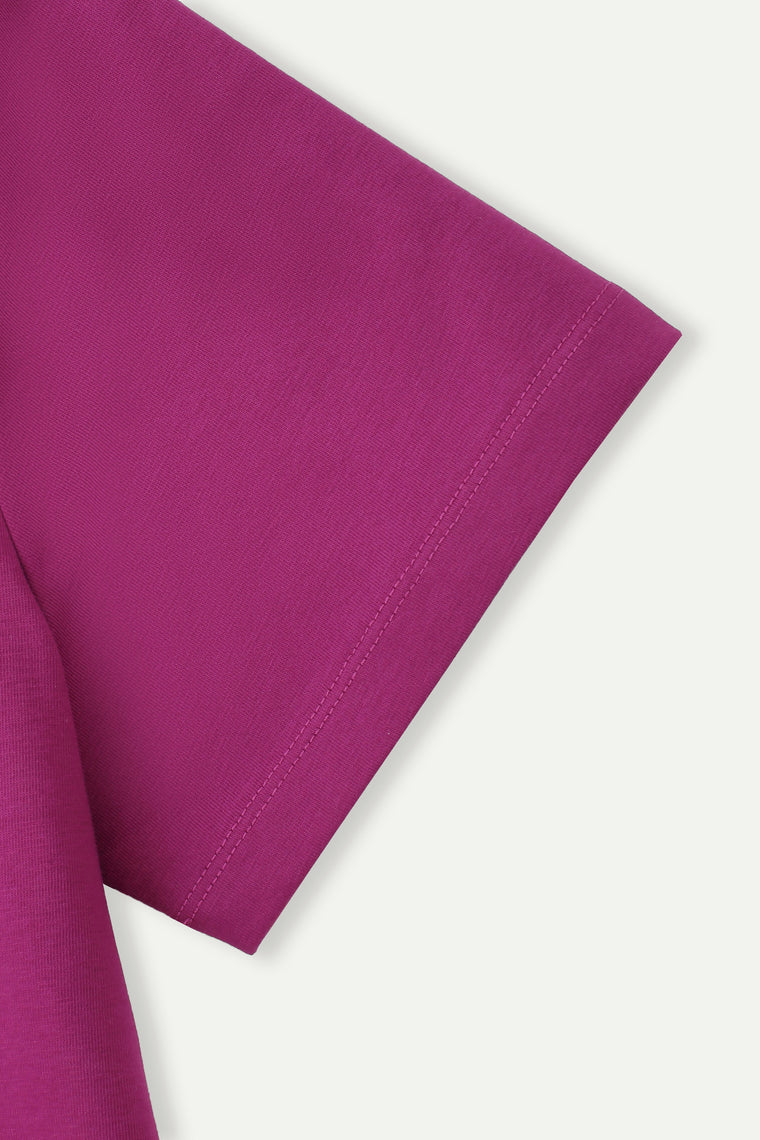 ESPRIT EMBROIDERED LOGO SHORT SLEEVE TEE-PLUM