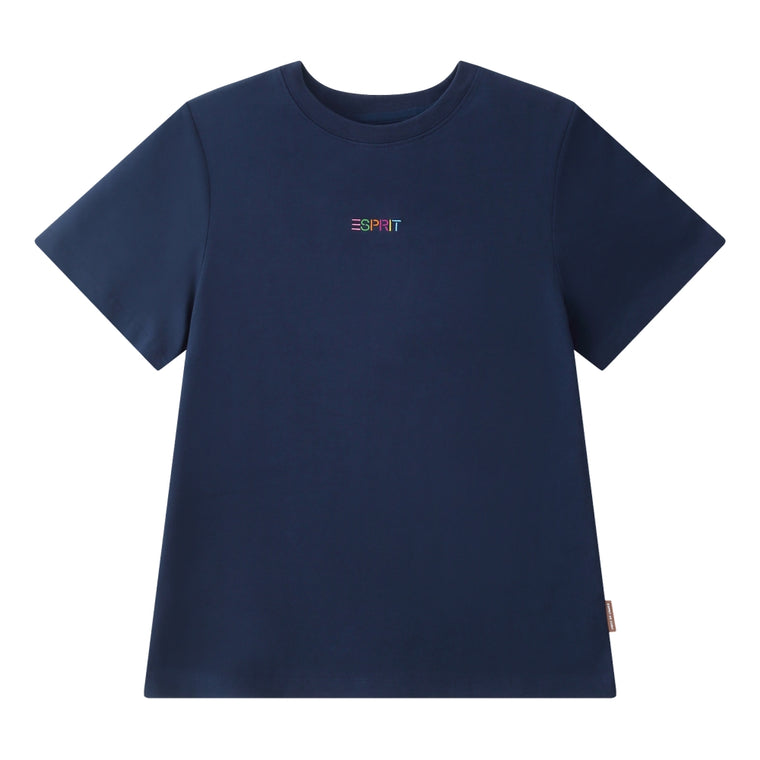 ESPRIT EMBROIDERED LOGO SHORT SLEEVE TEE-NAVY