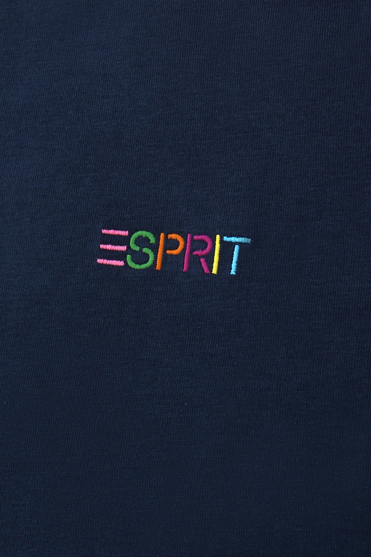 ESPRIT EMBROIDERED LOGO SHORT SLEEVE TEE-NAVY