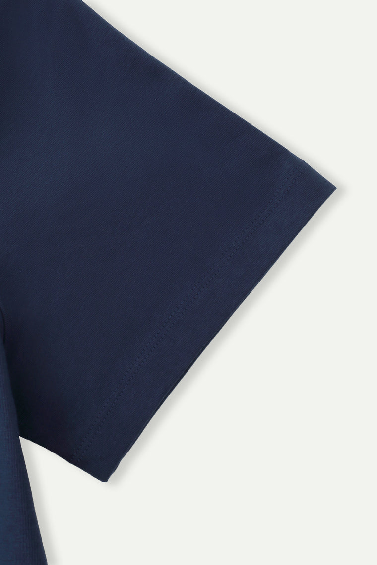 ESPRIT EMBROIDERED LOGO SHORT SLEEVE TEE-NAVY