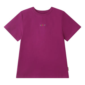 ESPRIT EMBROIDERED LOGO SHORT SLEEVE TEE-PLUM