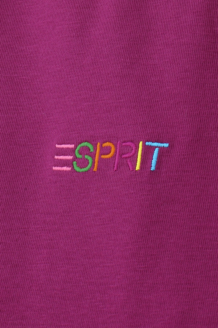 ESPRIT EMBROIDERED LOGO SHORT SLEEVE TEE-PLUM