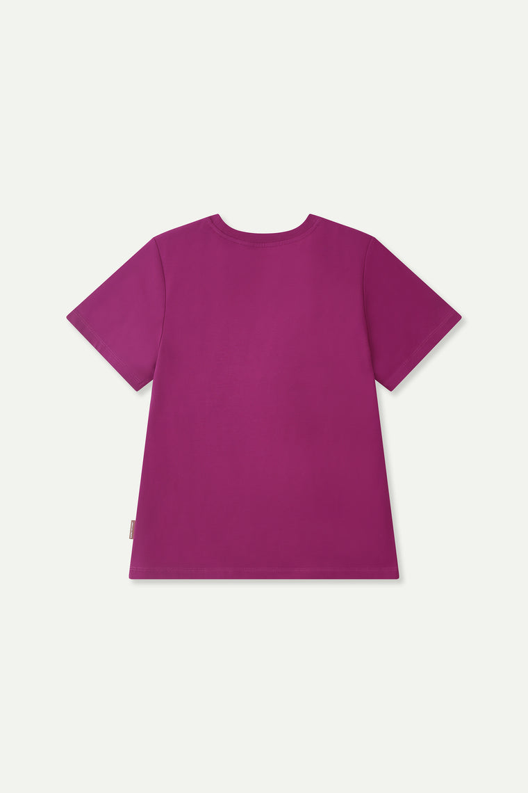 ESPRIT EMBROIDERED LOGO SHORT SLEEVE TEE-PLUM