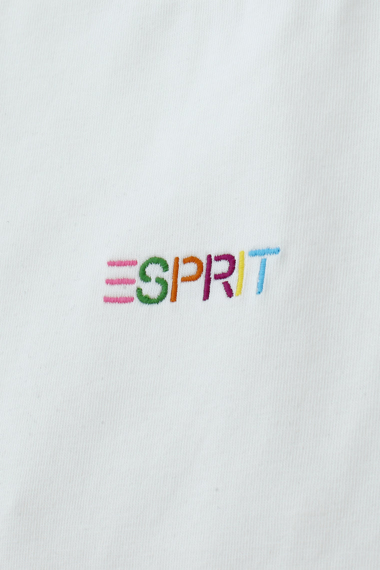ESPRIT EMBROIDERED LOGO SHORT SLEEVE TEE-WHITE