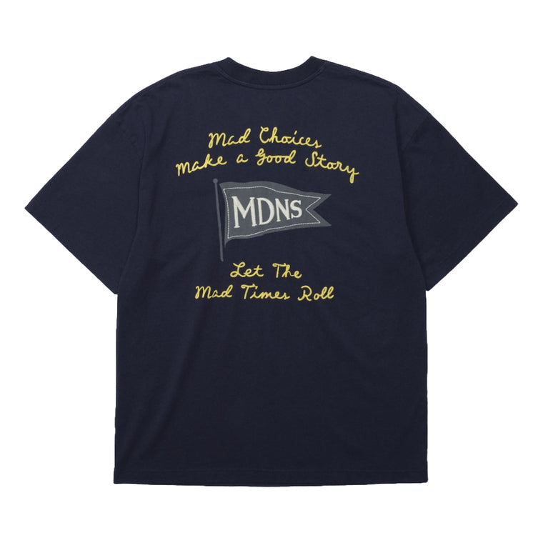 MADNESS EMBROIDERY PRINT TEE-NAVY