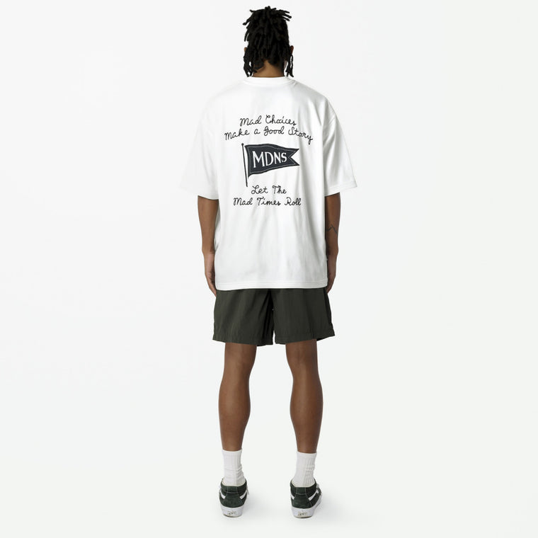 MADNESS EMBROIDERY PRINT TEE-WHITE