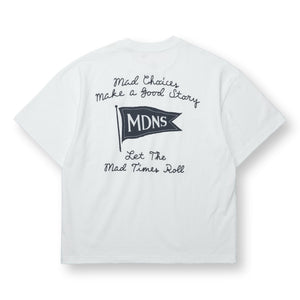 MADNESS EMBROIDERY PRINT TEE-WHITE