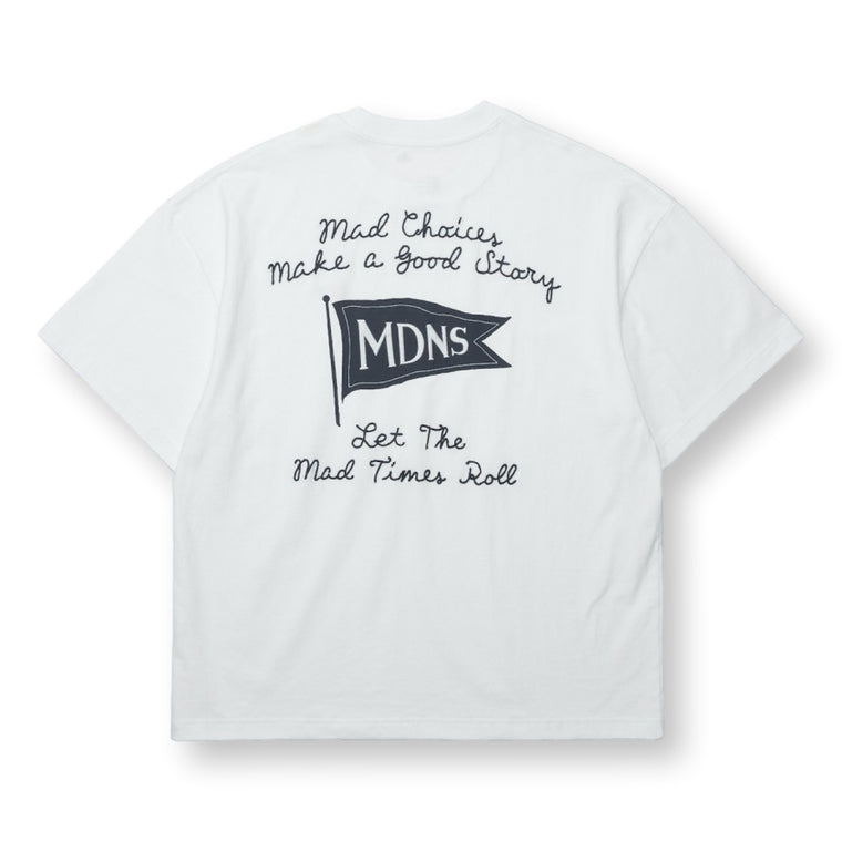 MADNESS EMBROIDERY PRINT TEE-WHITE