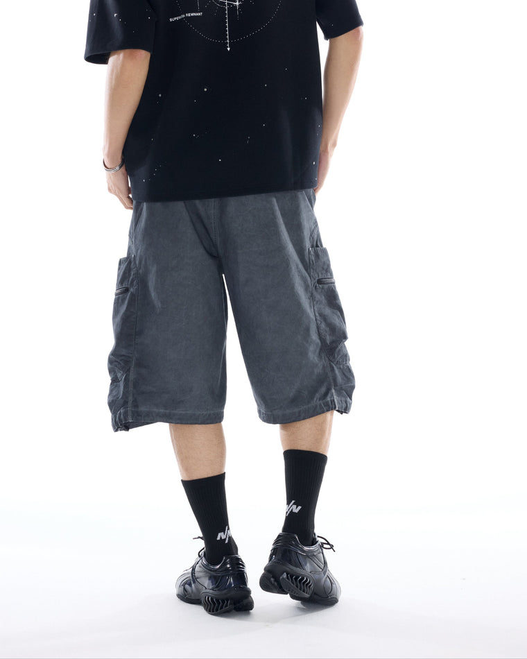 NINE POINT NINE ESCAPE T4 WIDE SHORTS-WASH GREY