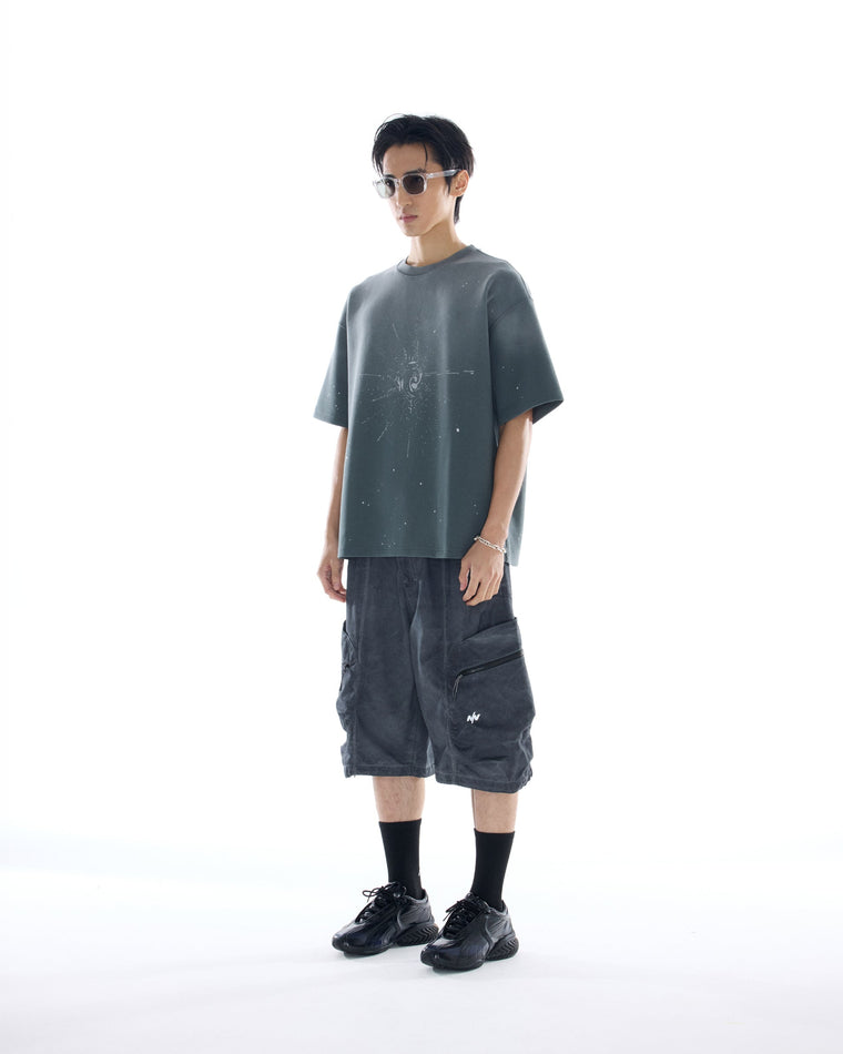NINE POINT NINE ESCAPE T4 WIDE SHORTS-WASH GREY