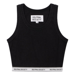 NEUTRAL SOCIETY ESSENTIAL CROPPED TANK-BLACK