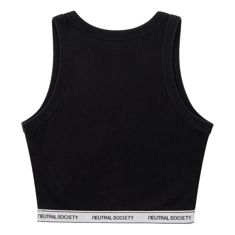 NEUTRAL SOCIETY ESSENTIAL CROPPED TANK-BLACK