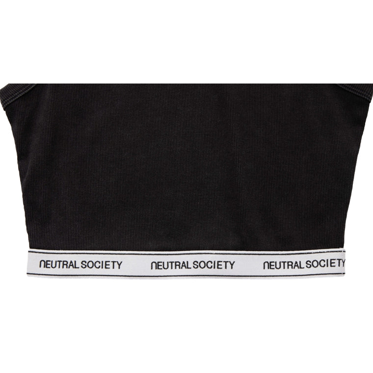 NEUTRAL SOCIETY ESSENTIAL CROPPED TANK-BLACK